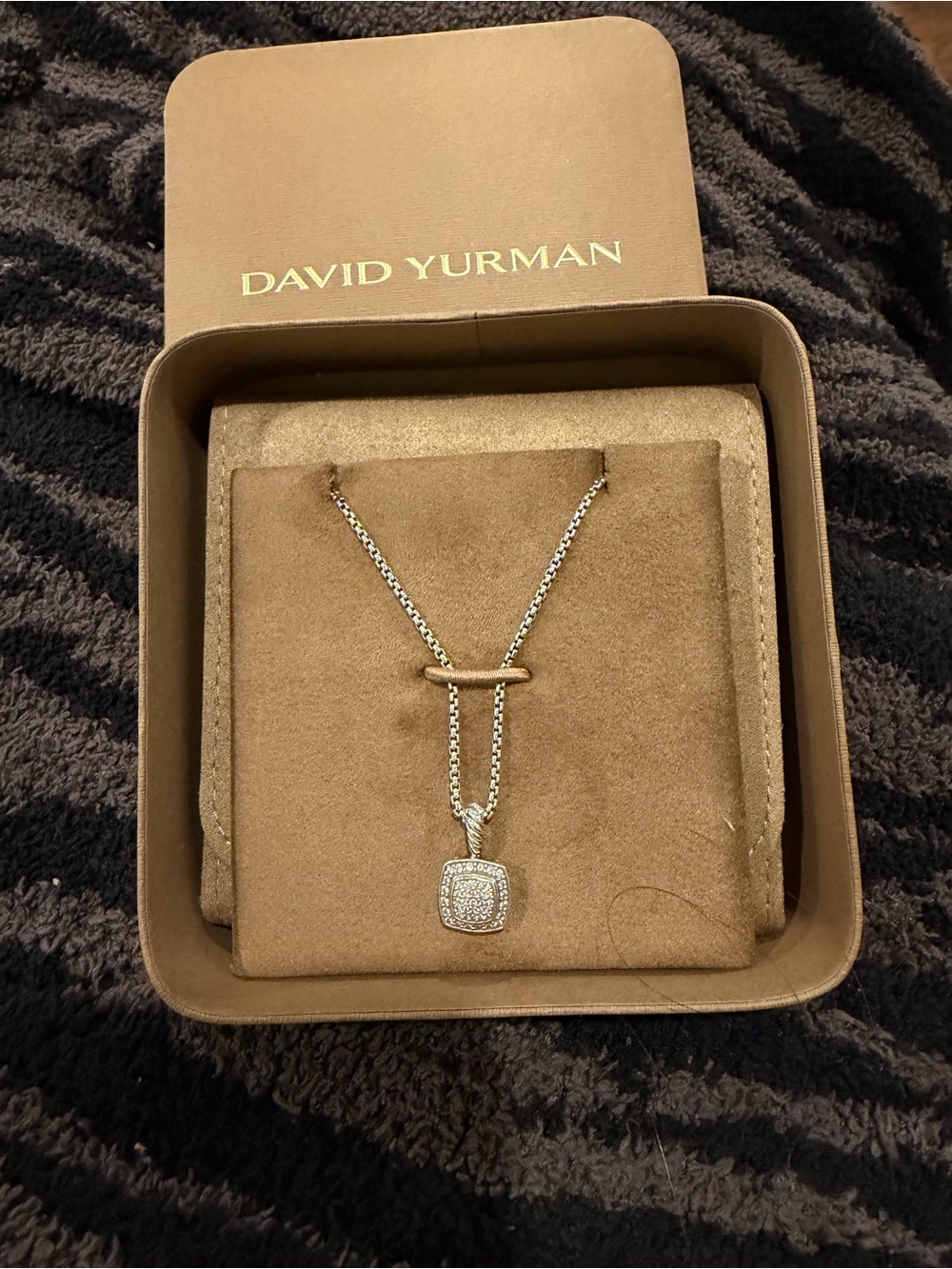 David Yurman Silver Pavé Diamond Pendant Necklace